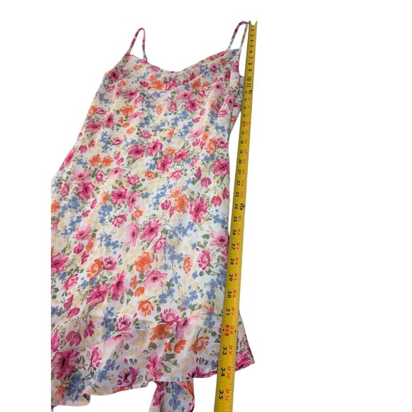 Jessica Simpson Floral Hanky Hem Dress XL Asymmetric Spaghetti Strap Slip Lined - Picture 8 of 11